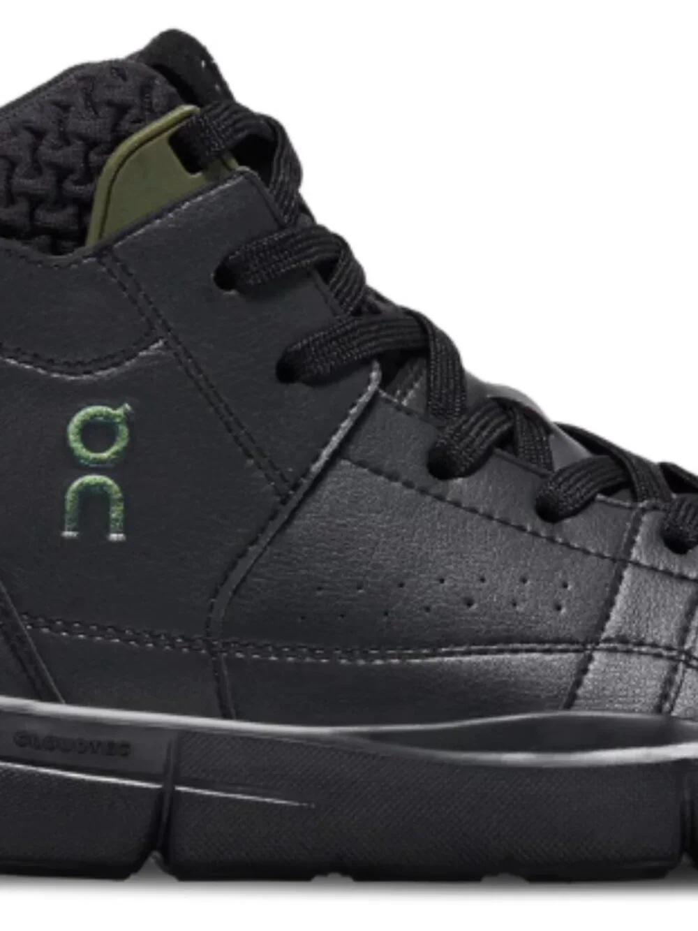 On Running Black High-Top Athletic Shoes with Olive Accents